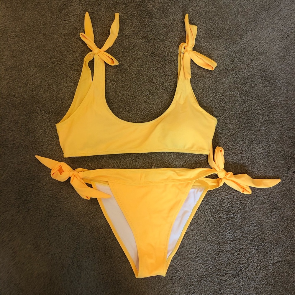 Yellow Tie Bikini Set
